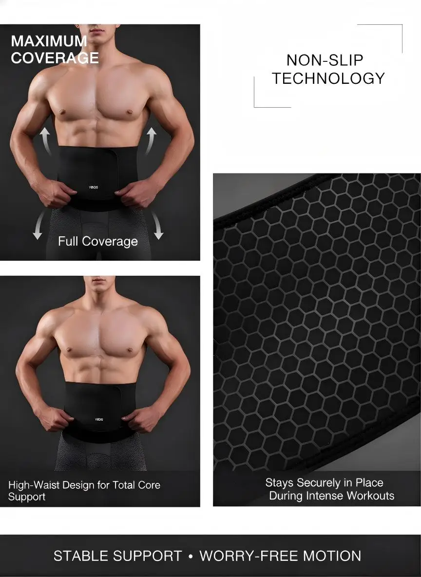 Neoprene Waist Trimmer Belt for Men Women - Waist Trainer Sweat Belt for Weight Loss & Fat Burn, Adjustable Slimming Corset for