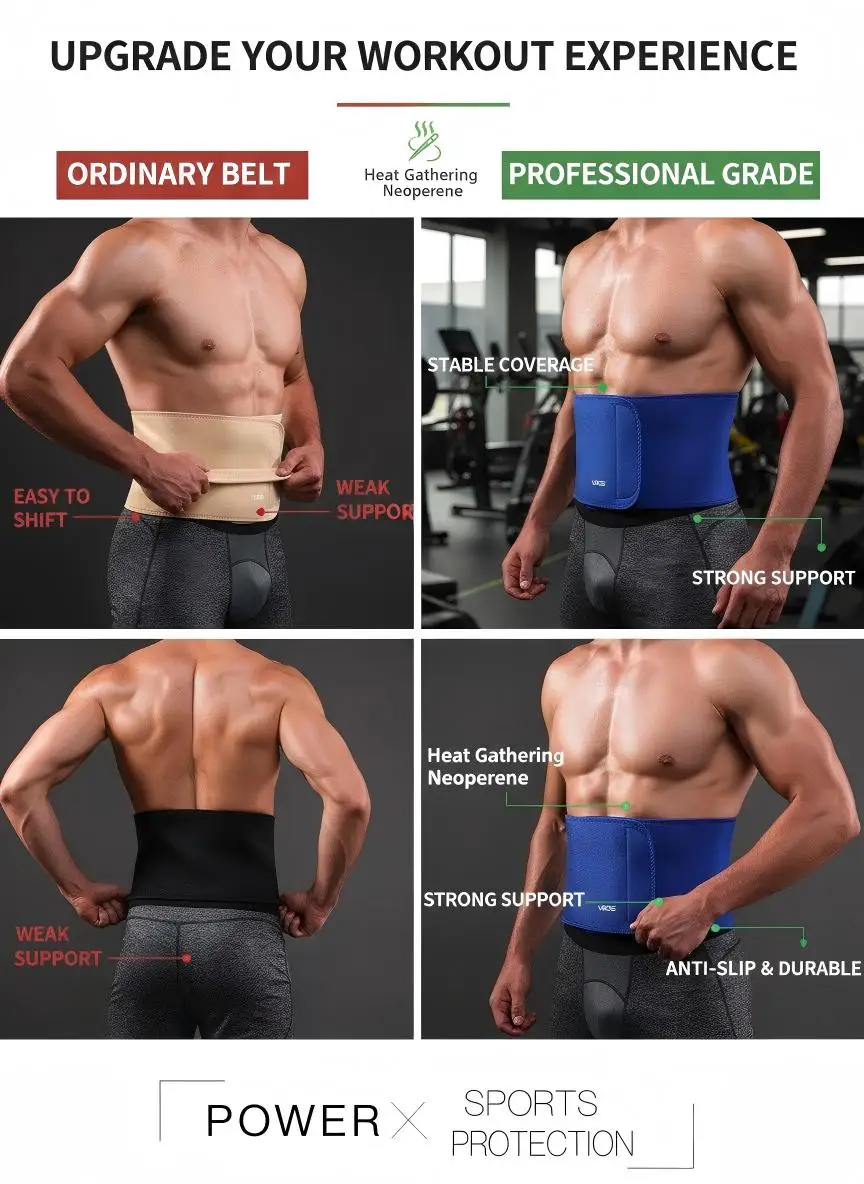 Neoprene Waist Trimmer Belt for Men Women - Waist Trainer Sweat Belt for Weight Loss & Fat Burn, Adjustable Slimming Corset for