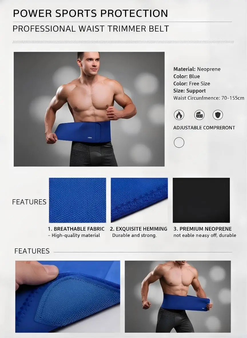 Neoprene Waist Trimmer Belt for Men Women - Waist Trainer Sweat Belt for Weight Loss & Fat Burn, Adjustable Slimming Corset for