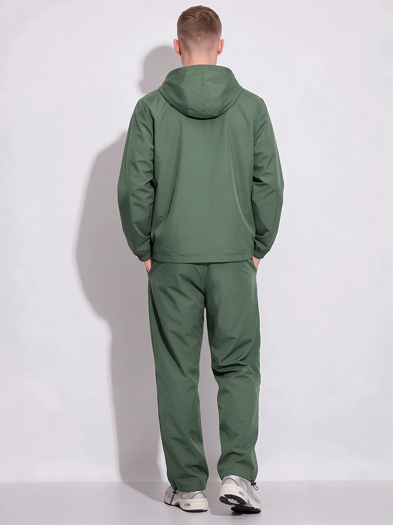 Men's Trendy 2 Piece Tracksuit Set Hooded Full Zip Windbreaker Jacket Coat Tops Quick Dry Athletic Jogger Pants Trousers