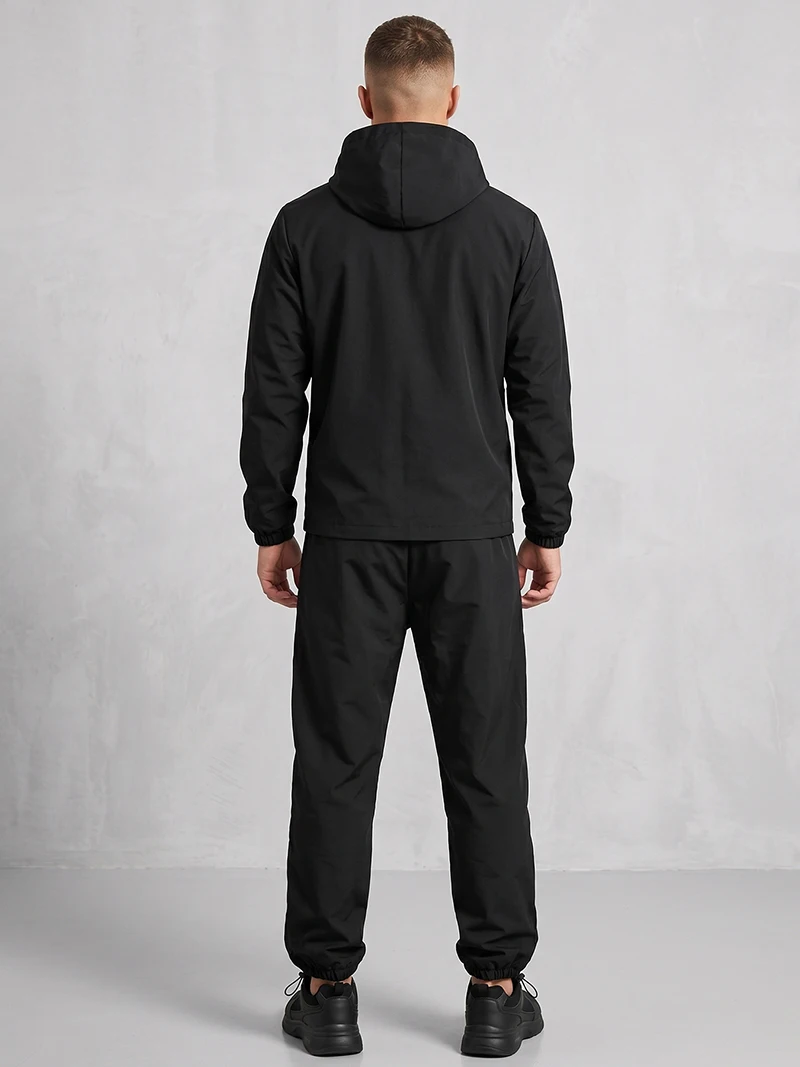 Men's Trendy 2 Piece Tracksuit Set Hooded Full Zip Windbreaker Jacket Coat Tops Quick Dry Athletic Jogger Pants Trousers