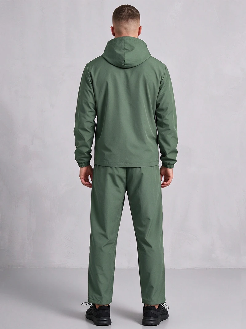 Men's Trendy 2 Piece Tracksuit Set Hooded Full Zip Windbreaker Jacket Coat Tops Quick Dry Athletic Jogger Pants Trousers