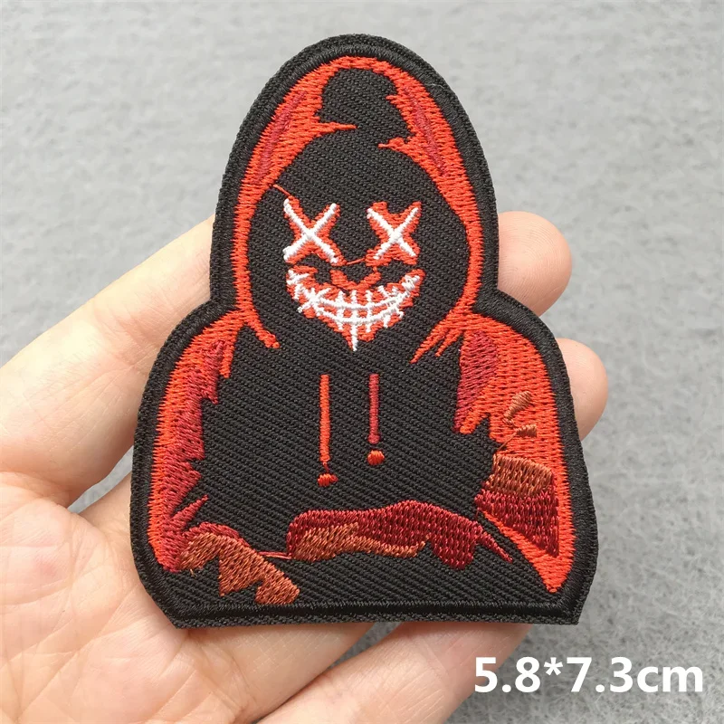 Punk Skull Embroidered Patches For Clothing Sticker Horror Patch Iron On Patches On Clothes DIY Sewing/Fusible Patch