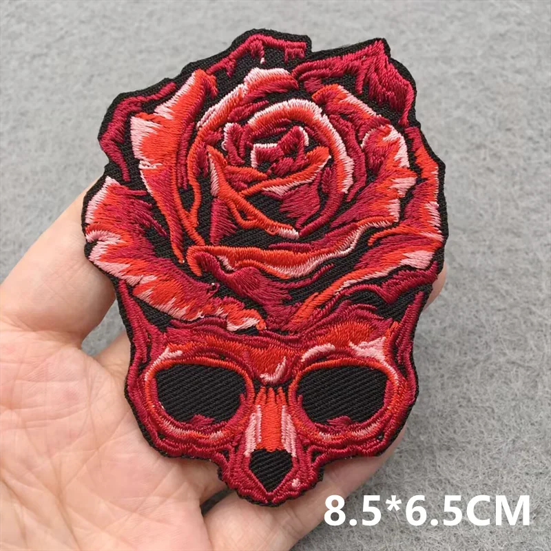 Punk Skull Embroidered Patches For Clothing Sticker Horror Patch Iron On Patches On Clothes DIY Sewing/Fusible Patch