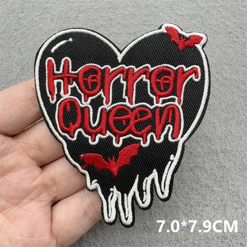 Punk Skull Embroidered Patches For Clothing Sticker Horror Patch Iron On Patches On Clothes DIY Sewing/Fusible Patch