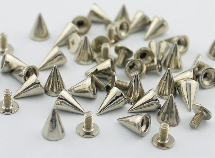 50sets/Lot 7*10mm Gun-Black Punk Rock Screwback Bullet Spikes And Studs For Clothes Alloy Rivets Leather Craft DIY Accessory