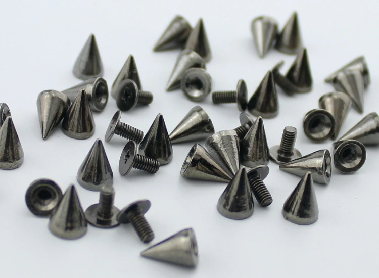 50sets/Lot 7*10mm Gun-Black Punk Rock Screwback Bullet Spikes And Studs For Clothes Alloy Rivets Leather Craft DIY Accessory