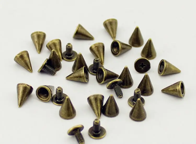 50sets/Lot 7*10mm Gun-Black Punk Rock Screwback Bullet Spikes And Studs For Clothes Alloy Rivets Leather Craft DIY Accessory