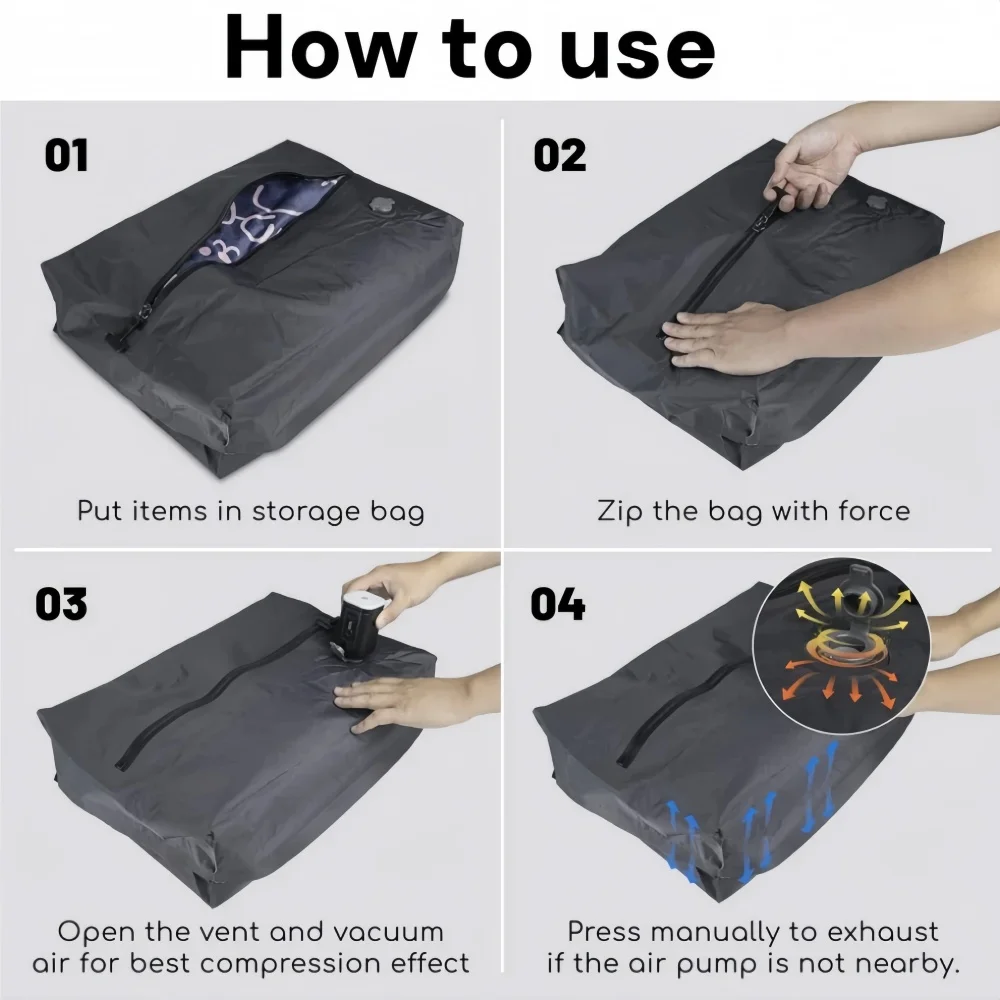 17L Travel Vacuum Storage Bags with Air Pump, Outdoor Clothes Compression Bags, Reusable Empty Vacuum Bags for Clothes Suitcases