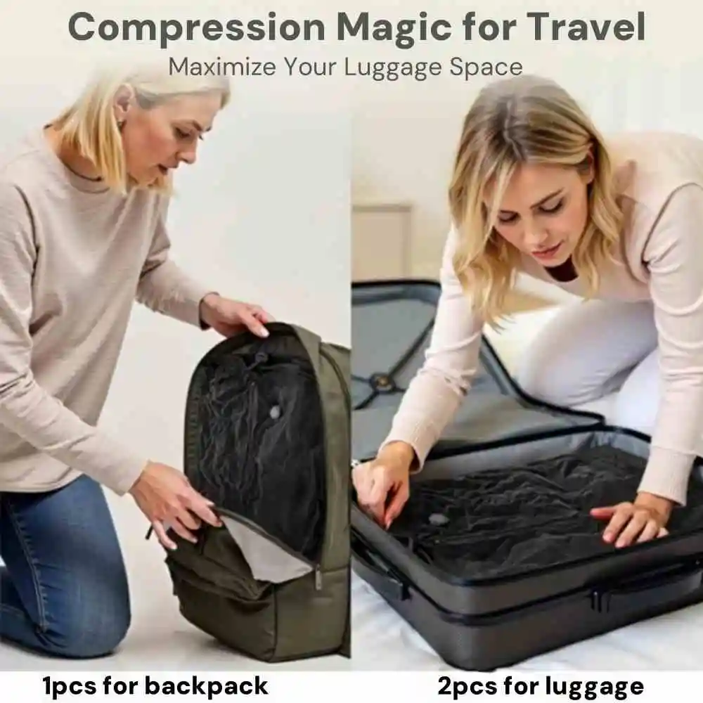 17L Travel Vacuum Storage Bags with Air Pump, Outdoor Clothes Compression Bags, Reusable Empty Vacuum Bags for Clothes Suitcases