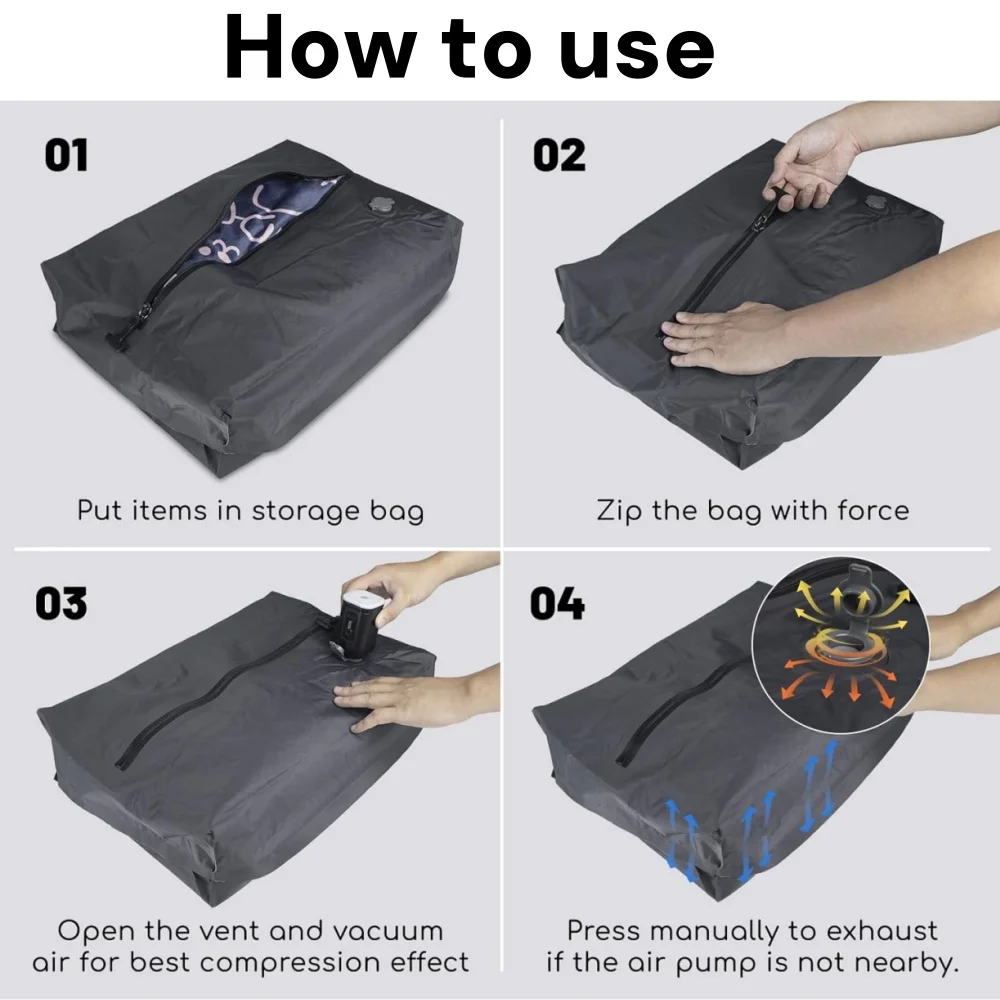 17L Travel Vacuum Storage Bags with Air Pump, Outdoor Clothes Compression Bags, Reusable Empty Vacuum Bags for Clothes Suitcases