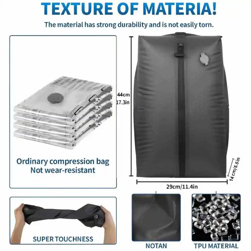 17L Travel Vacuum Storage Bags with Air Pump, Outdoor Clothes Compression Bags, Reusable Empty Vacuum Bags for Clothes Suitcases
