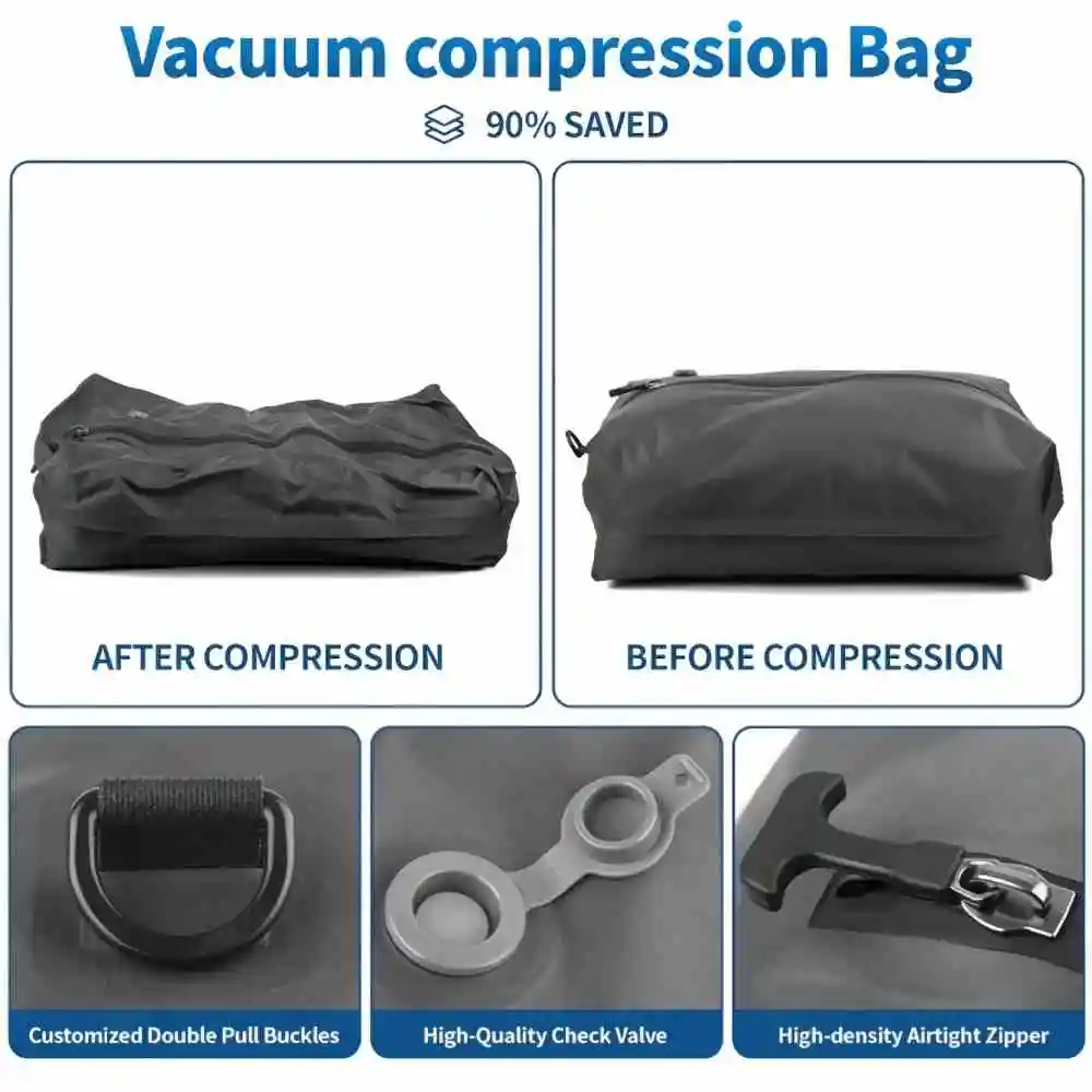 17L Travel Vacuum Storage Bags with Air Pump, Outdoor Clothes Compression Bags, Reusable Empty Vacuum Bags for Clothes Suitcases