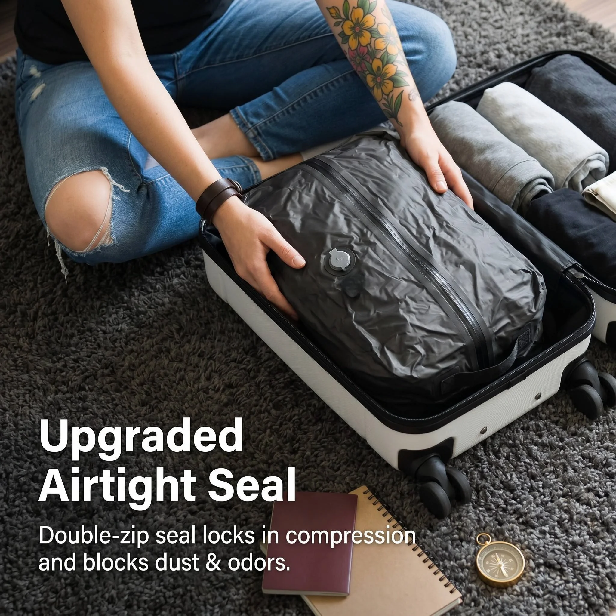 TPU Vacuum Storage Bags Waterproof Travel Flight Bag Durable Tear-Resistant Compression Seal Cube for Clothes Vacation Essential