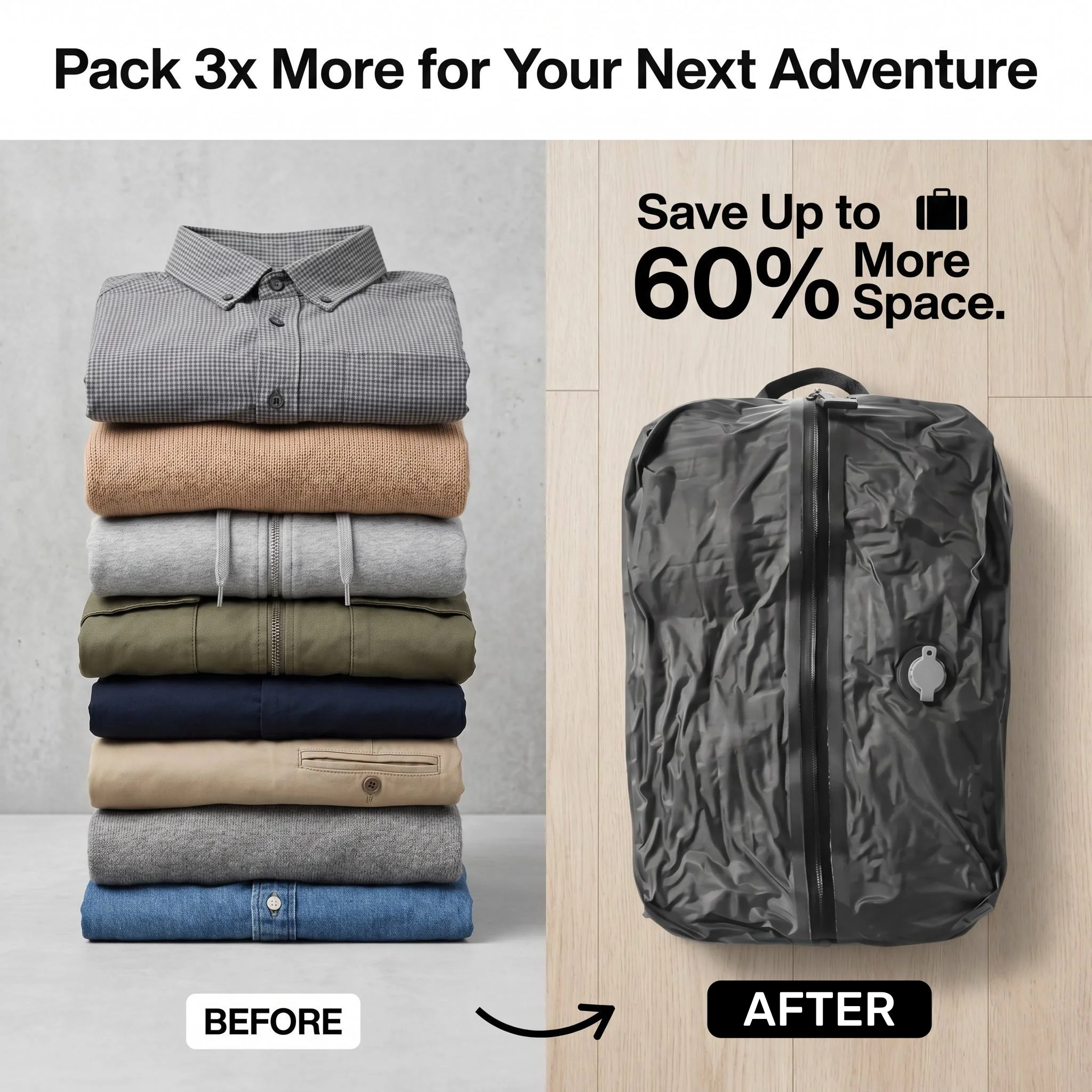 TPU Vacuum Storage Bags Waterproof Travel Flight Bag Durable Tear-Resistant Compression Seal Cube for Clothes Vacation Essential