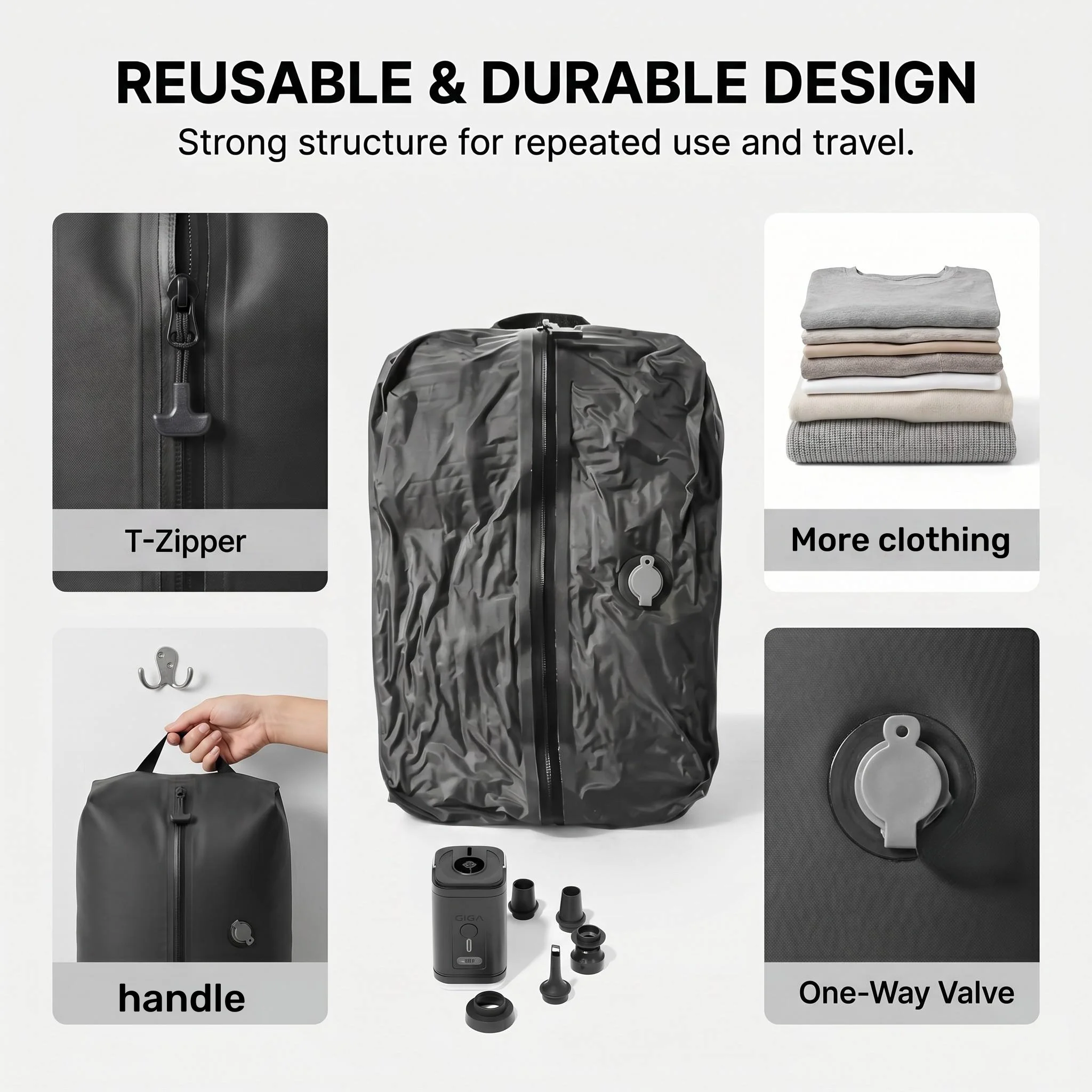 TPU Vacuum Storage Bags Waterproof Travel Flight Bag Durable Tear-Resistant Compression Seal Cube for Clothes Vacation Essential