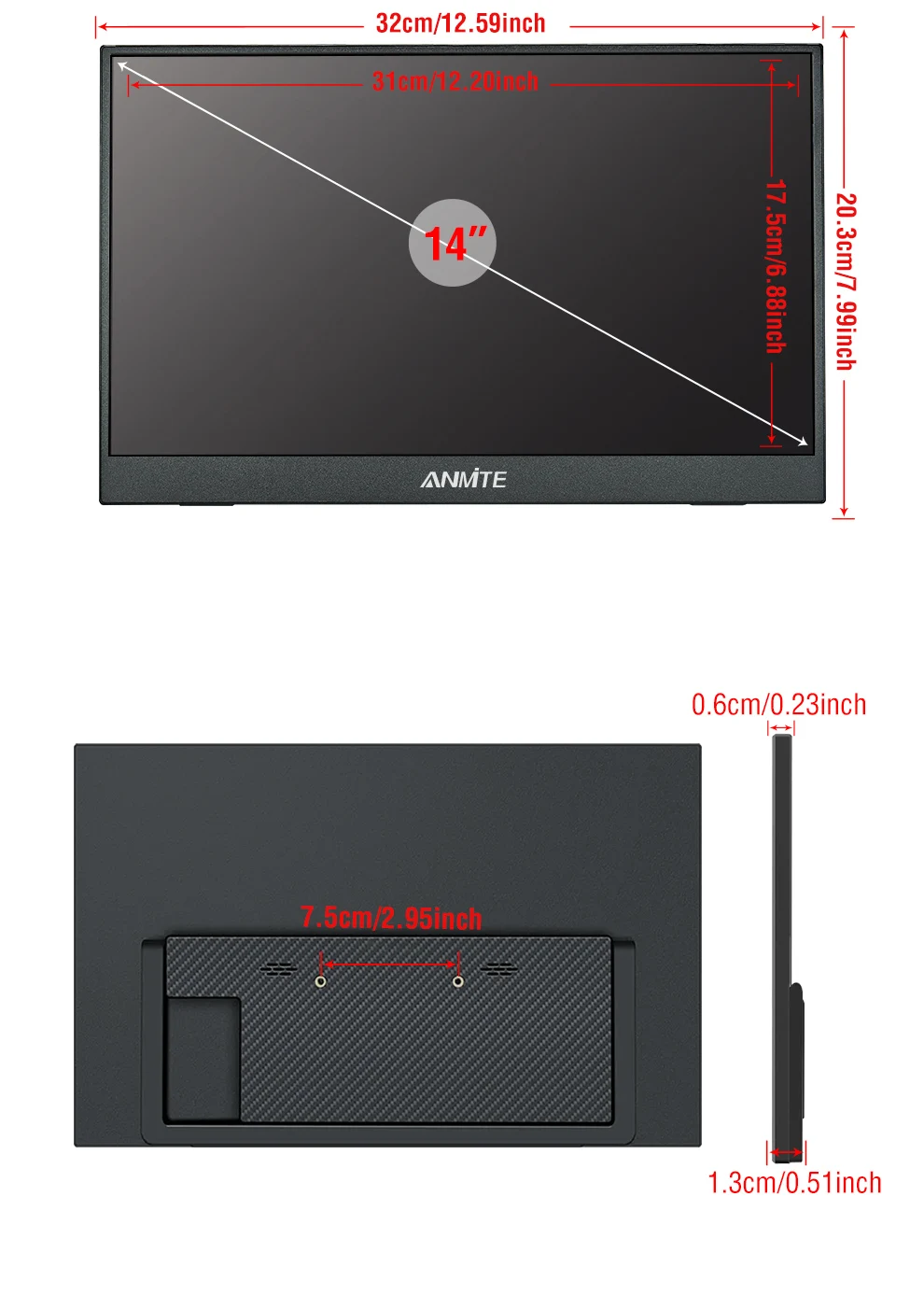 14 Inch Portable Touch Monitor Non-touch Optional 16:10 400cd/m2 Gaming Computer Expand Display For XBox PS4/5 Switch Loptop