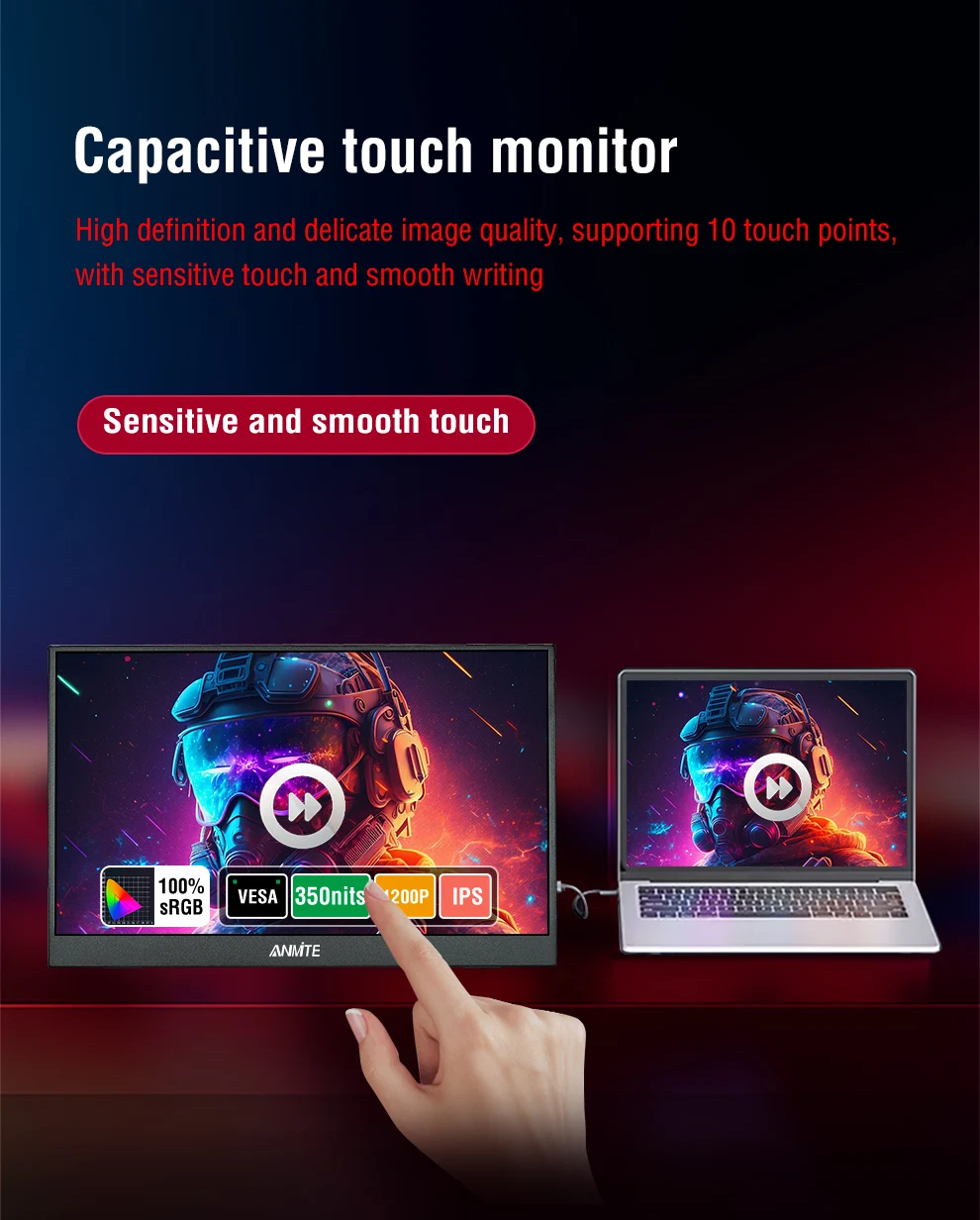 14 Inch Portable Touch Monitor Non-touch Optional 16:10 400cd/m2 Gaming Computer Expand Display For XBox PS4/5 Switch Loptop
