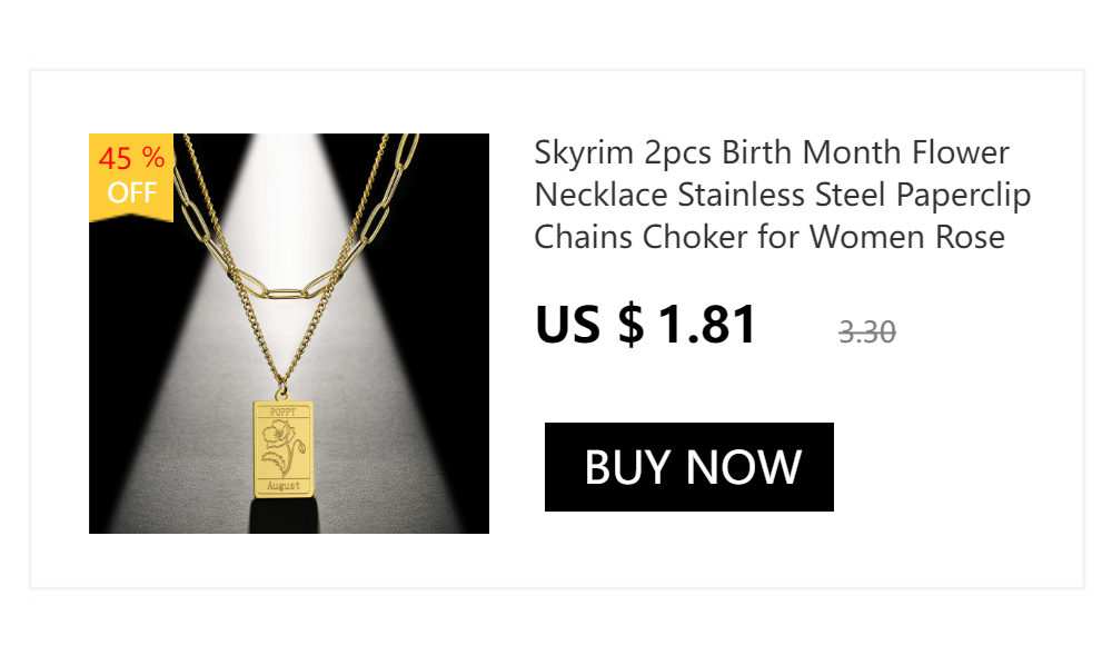 Skyrim Birth Flower Pendant Necklace Women Stainless Steel Flora Gladiolus Poppy Peony Rose Daisy Necklace Personalized Jewelry