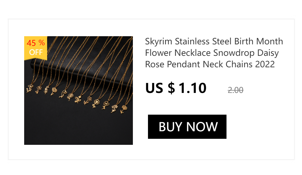 Skyrim Birth Flower Pendant Necklace Women Stainless Steel Flora Gladiolus Poppy Peony Rose Daisy Necklace Personalized Jewelry