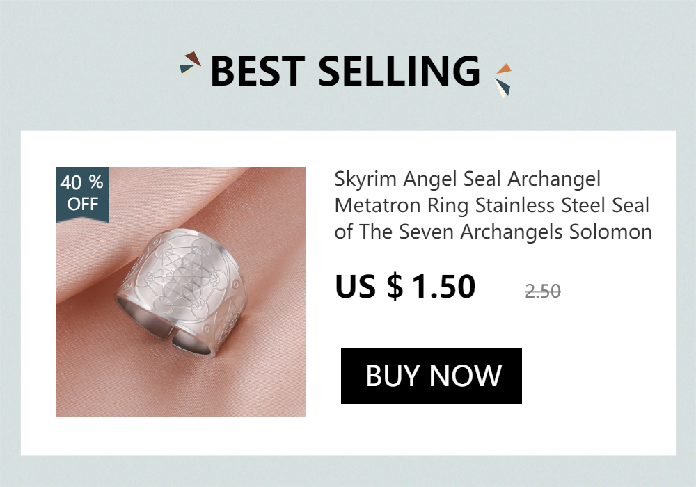 Skyrim Angel Seal Archangel Metatron Cube Ring Women Stainless Steel Sacred Geometry Rings Amulet Religious Spiritual Jewelry