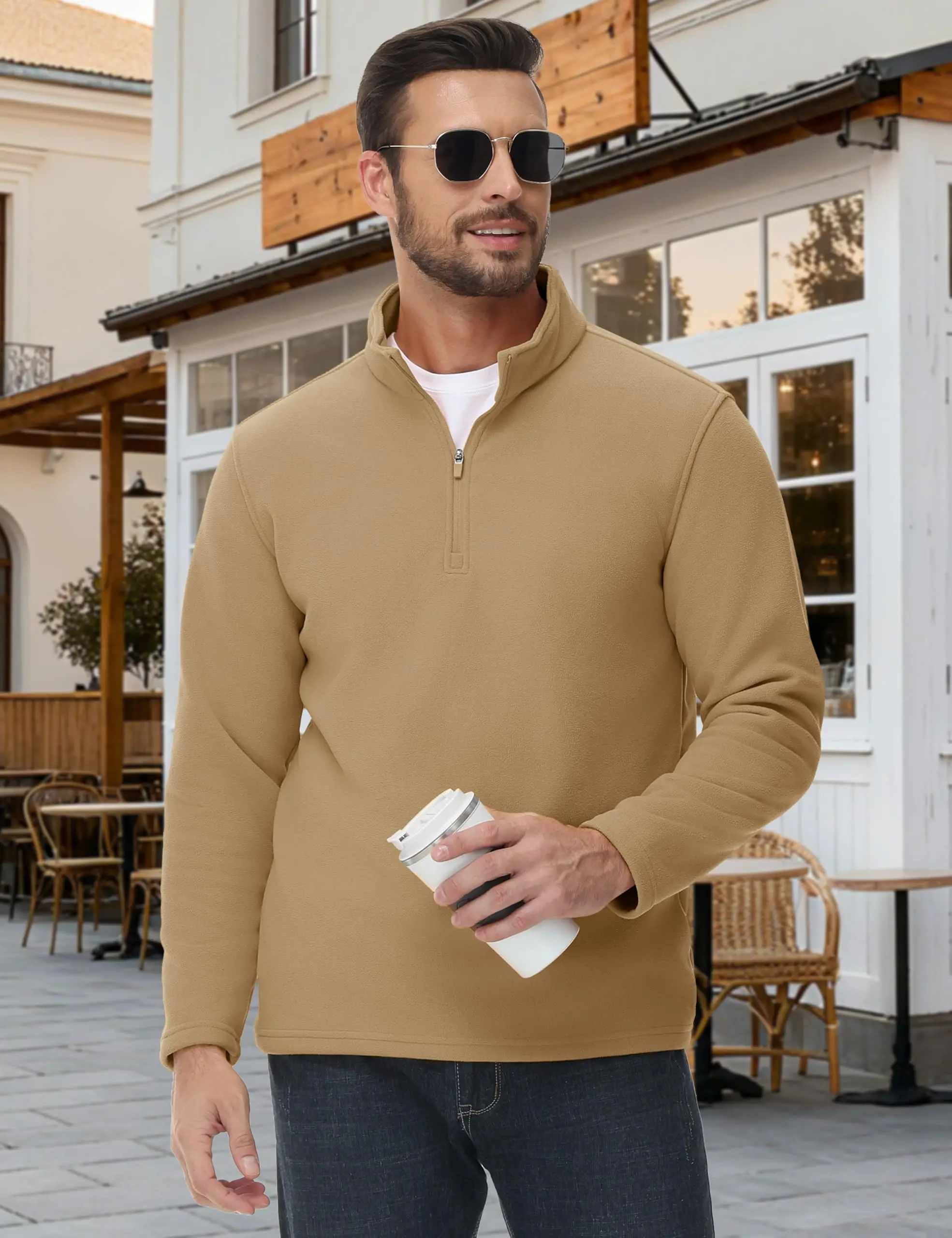 TACVASEN Turtleneck Fleece Sweatshirts Thermal Quarter-Zip Lightweight Pullovers Casual Warm Breathable Hiking Golf Sweaters