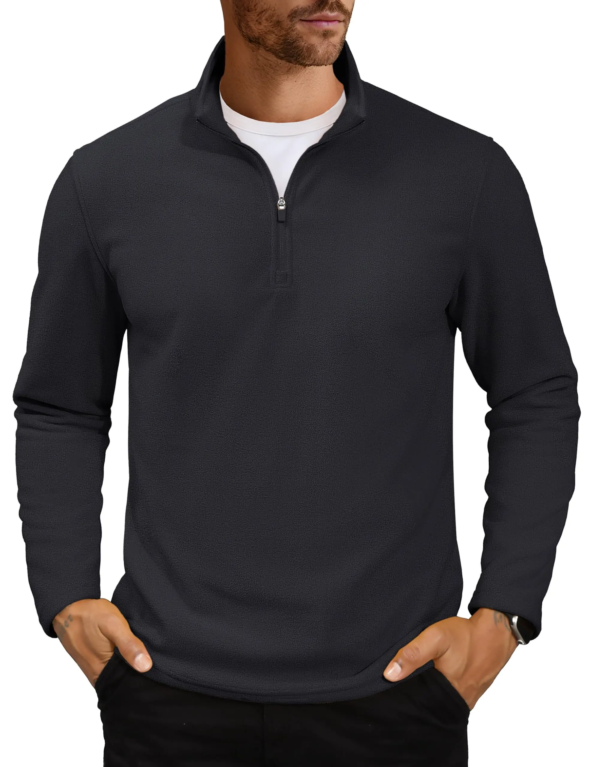TACVASEN Turtleneck Fleece Sweatshirts Thermal Quarter-Zip Lightweight Pullovers Casual Warm Breathable Hiking Golf Sweaters