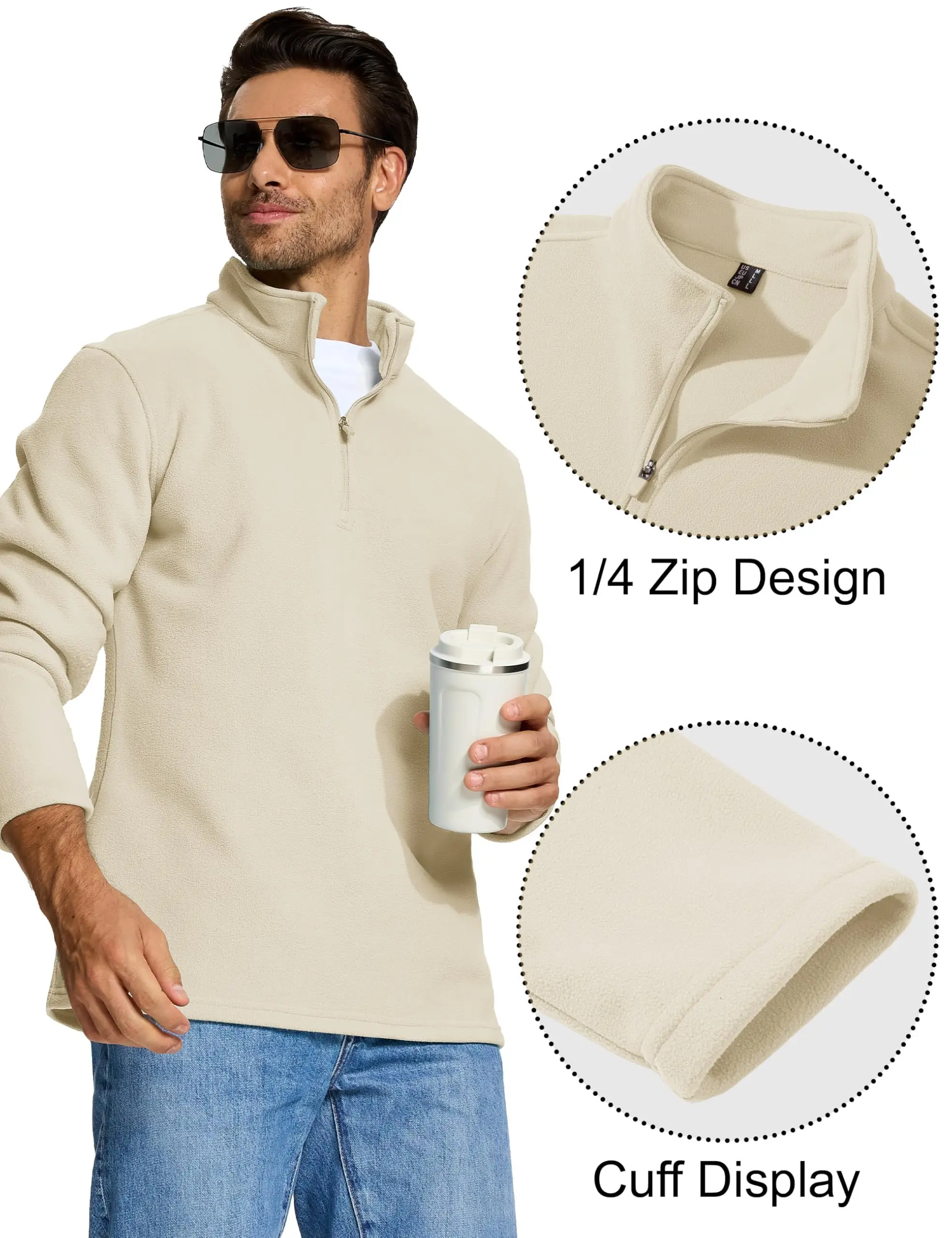 TACVASEN Turtleneck Fleece Sweatshirts Thermal Quarter-Zip Lightweight Pullovers Casual Warm Breathable Hiking Golf Sweaters