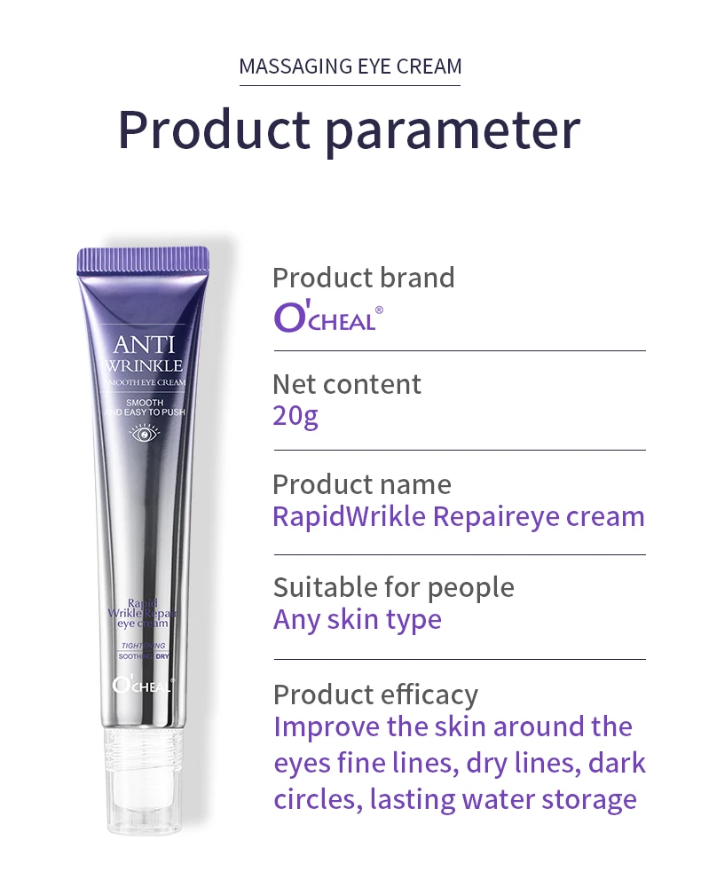 O'CHEAL Anti Wrinkle Anti Dark Circle Eye Cream Roller Massager Moisturizing Eye Bags Anti Aging Hyaluronic Acid Eye Skin Care