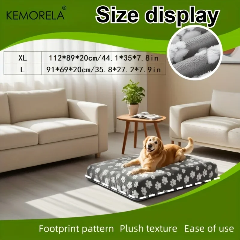 KEMORELA Cute Cartoon Footprints Plush Warm Dog Bed Cover Washable Reusable Good Elasticity Winter for Small to Large Dogs