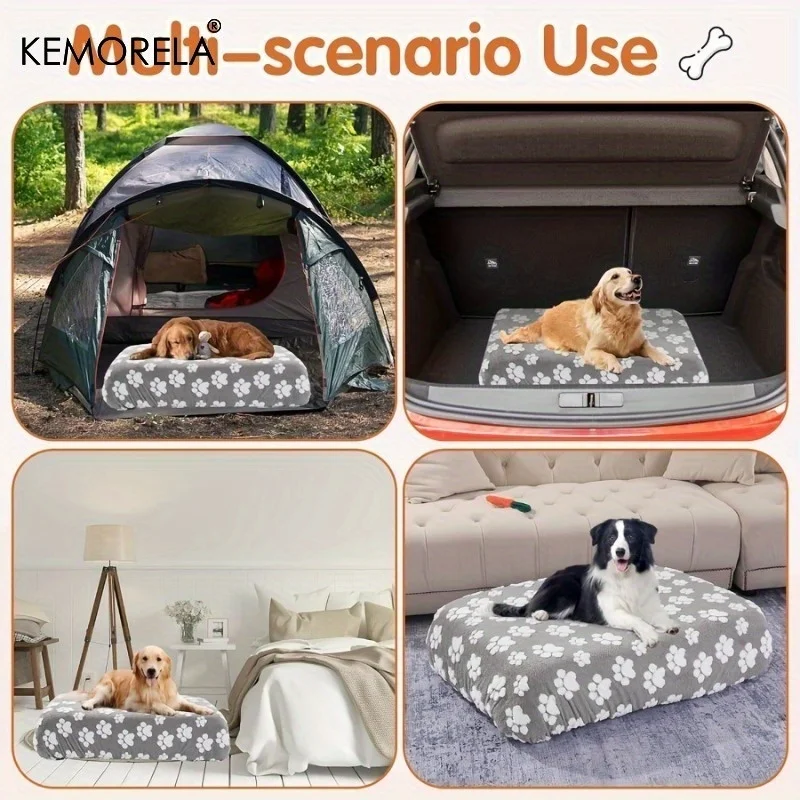 KEMORELA Cute Cartoon Footprints Plush Warm Dog Bed Cover Washable Reusable Good Elasticity Winter for Small to Large Dogs