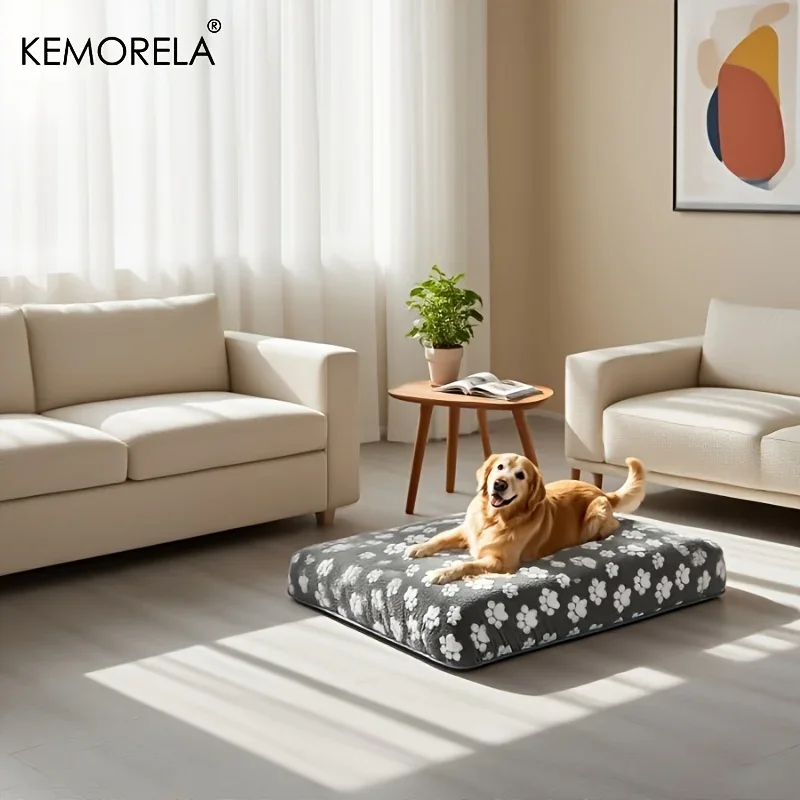 KEMORELA Cute Cartoon Footprints Plush Warm Dog Bed Cover Washable Reusable Good Elasticity Winter for Small to Large Dogs