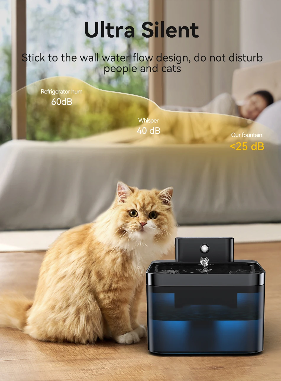 ROJECO Wireless Automatic Cat Water Fountain 2600mAh Pet Water Dispenser For Dog Cat Infrared Sensor Smart Pet Drinkier Fountain