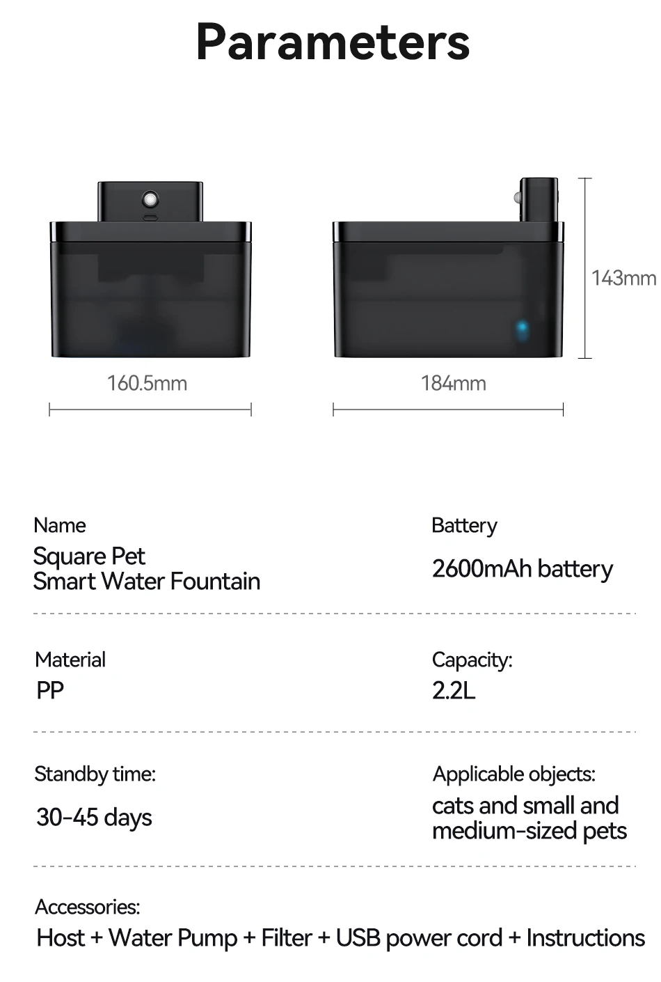 ROJECO Wireless Automatic Cat Water Fountain 2600mAh Pet Water Dispenser For Dog Cat Infrared Sensor Smart Pet Drinkier Fountain