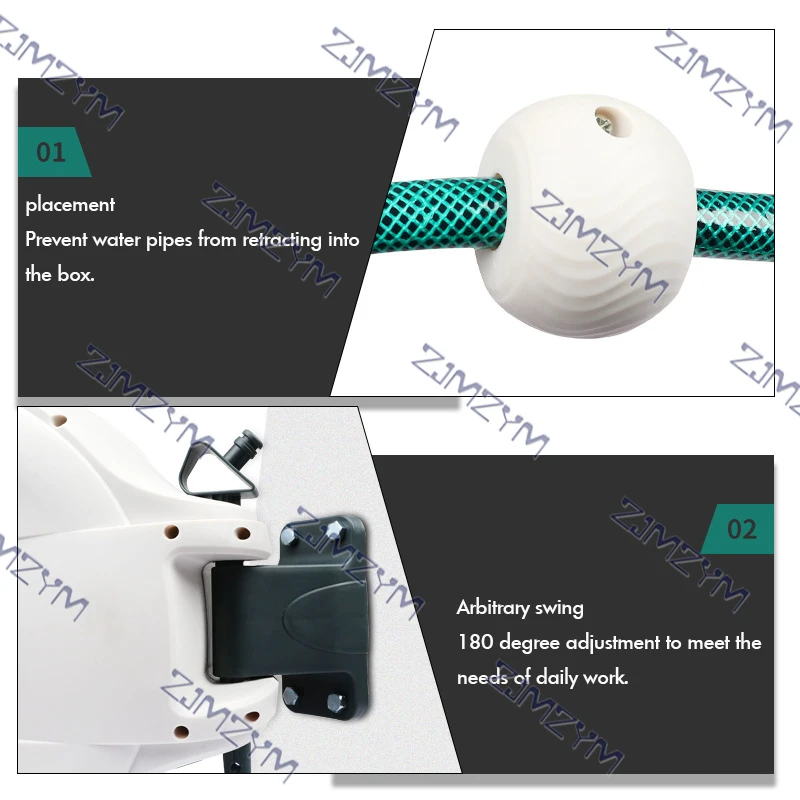 10/20m/30m Automatic Rewind Hose Reel with 7 Pattern Hose Nozzle Water Hose Reel Slow Return System for Car Garden
