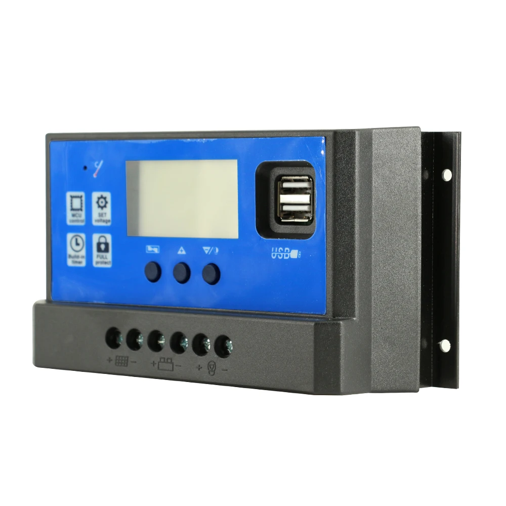 Regolatore solare 12V/24V 30A 20A 10A regolatore solare caricabatteria PWM Display LCD doppia uscita USB 5V