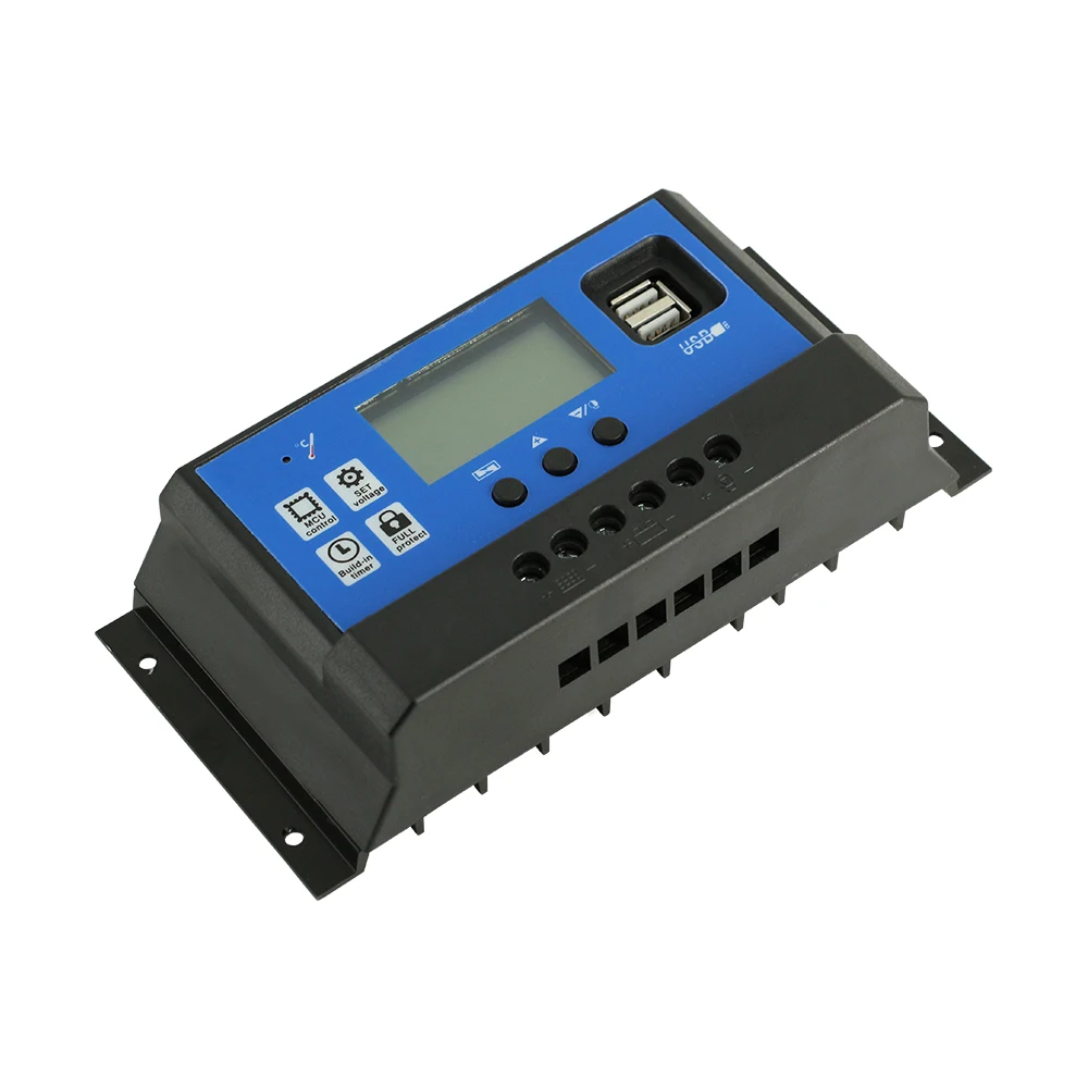 Regolatore solare 12V/24V 30A 20A 10A regolatore solare caricabatteria PWM Display LCD doppia uscita USB 5V