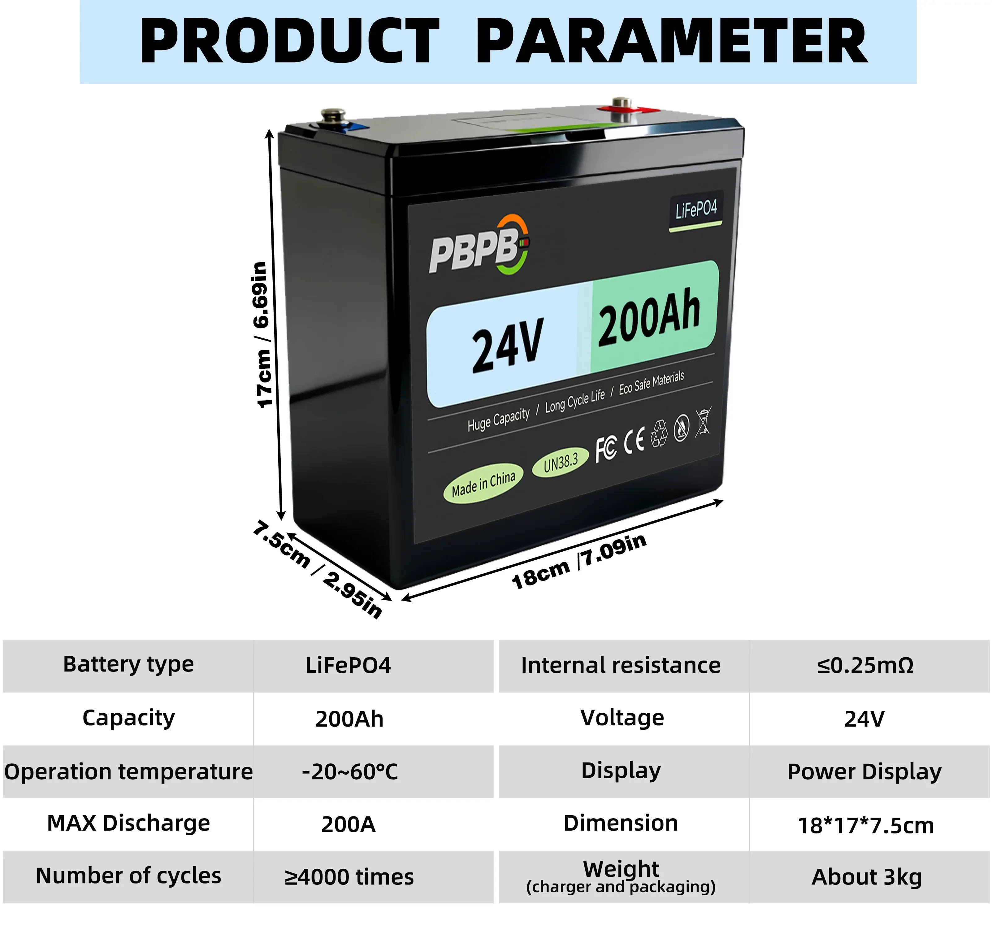 LiFePO4 24V 200AH Lithium Iron Phosphate Battery Energy Storage System for RV Off-Grid Solar Power Generation