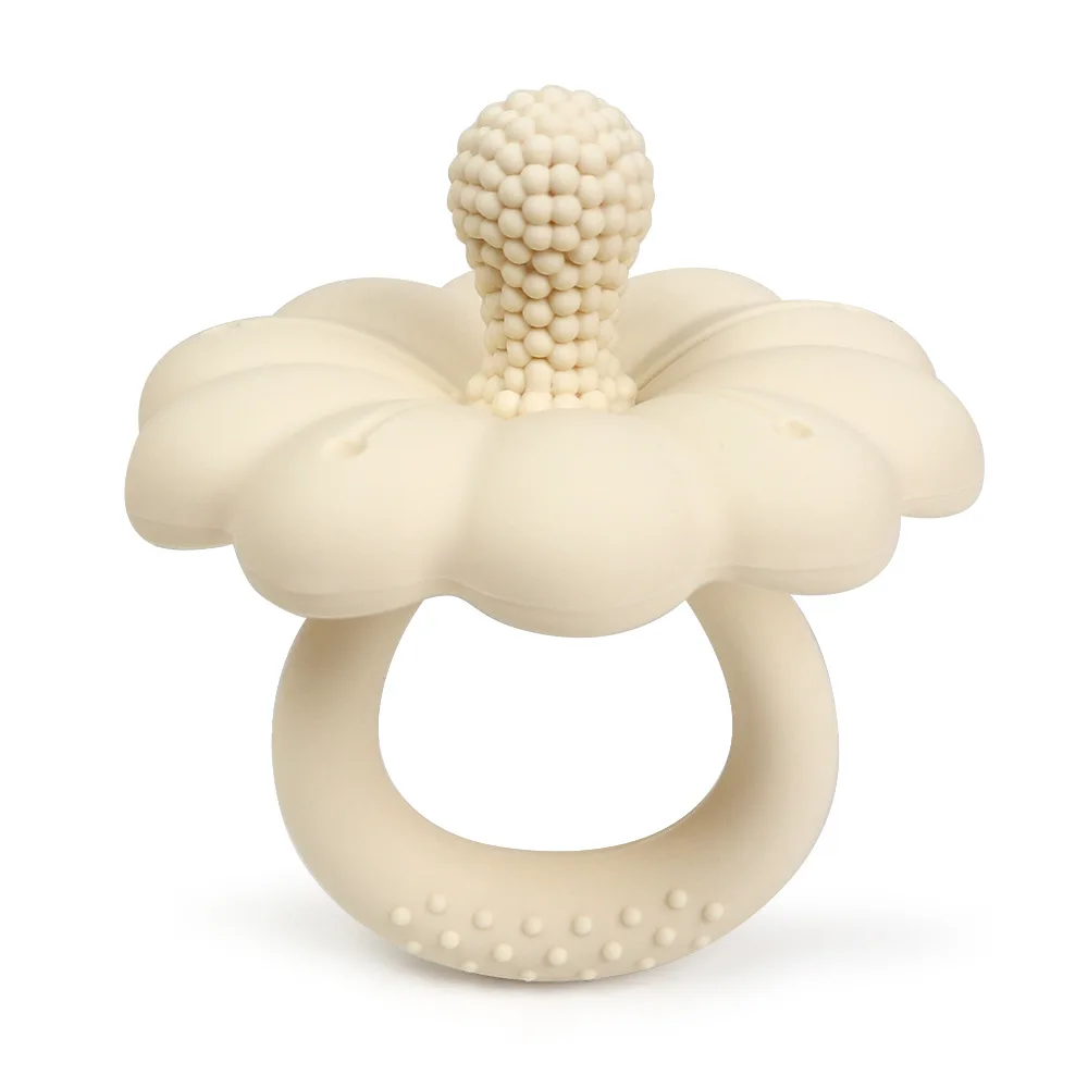 2026 Hot Sale Baby Flower Shape Teether Silicone Pacifier Teether Big Size Baby BPA Free Teether Toy