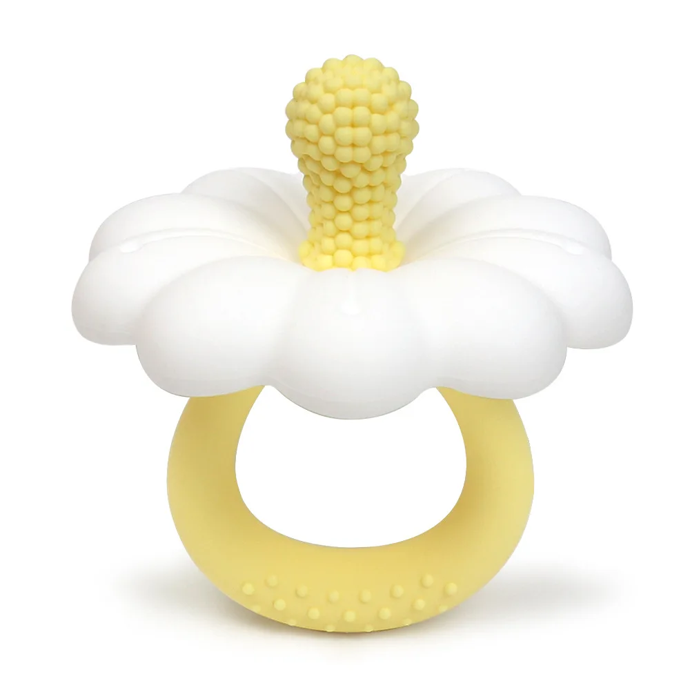2026 Hot Sale Baby Flower Shape Teether Silicone Pacifier Teether Big Size Baby BPA Free Teether Toy