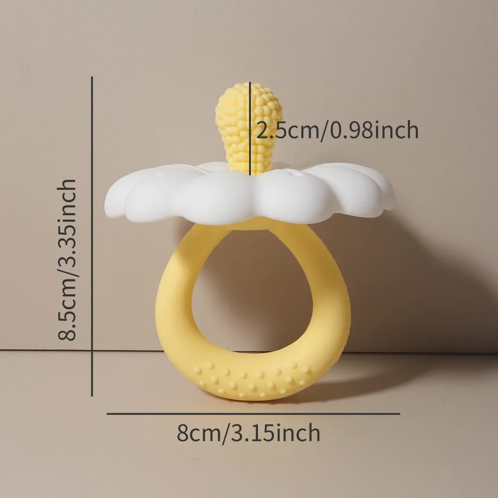 2026 Hot Sale Baby Flower Shape Teether Silicone Pacifier Teether Big Size Baby BPA Free Teether Toy