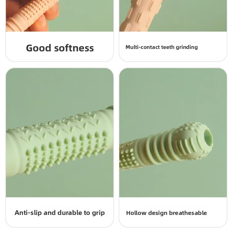 Newborn Hollow Teething Tube Baby Silicone Teether Stick Biting Chewing Straws Nursing Soother Molar Toy Gift for Infants