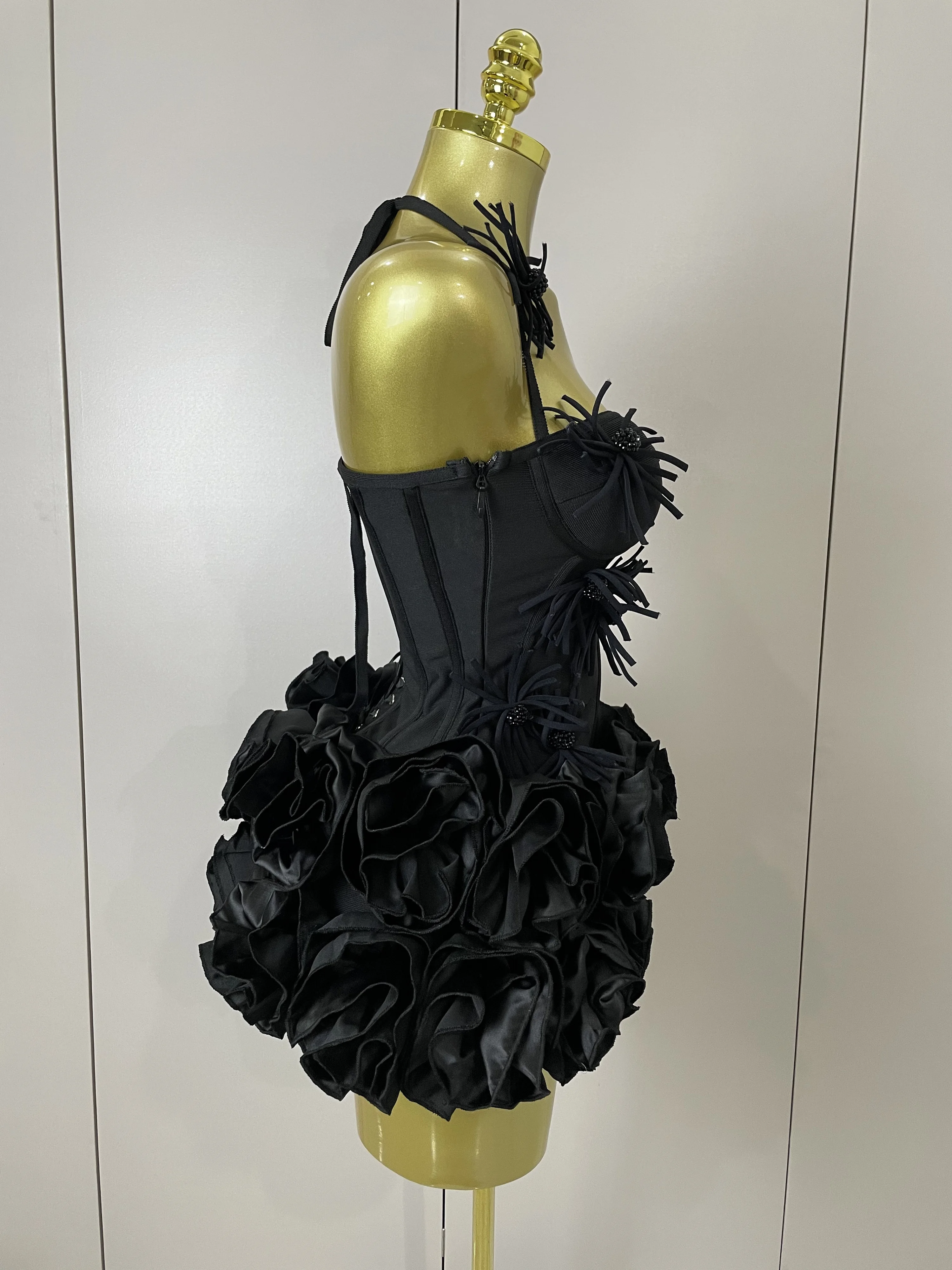 Sexy Halter Prom Gown Celebrity Club Two Piece Set Cocktail Elegant Women Fashion Luxury Birthday Party Red Black Bandage Outfit