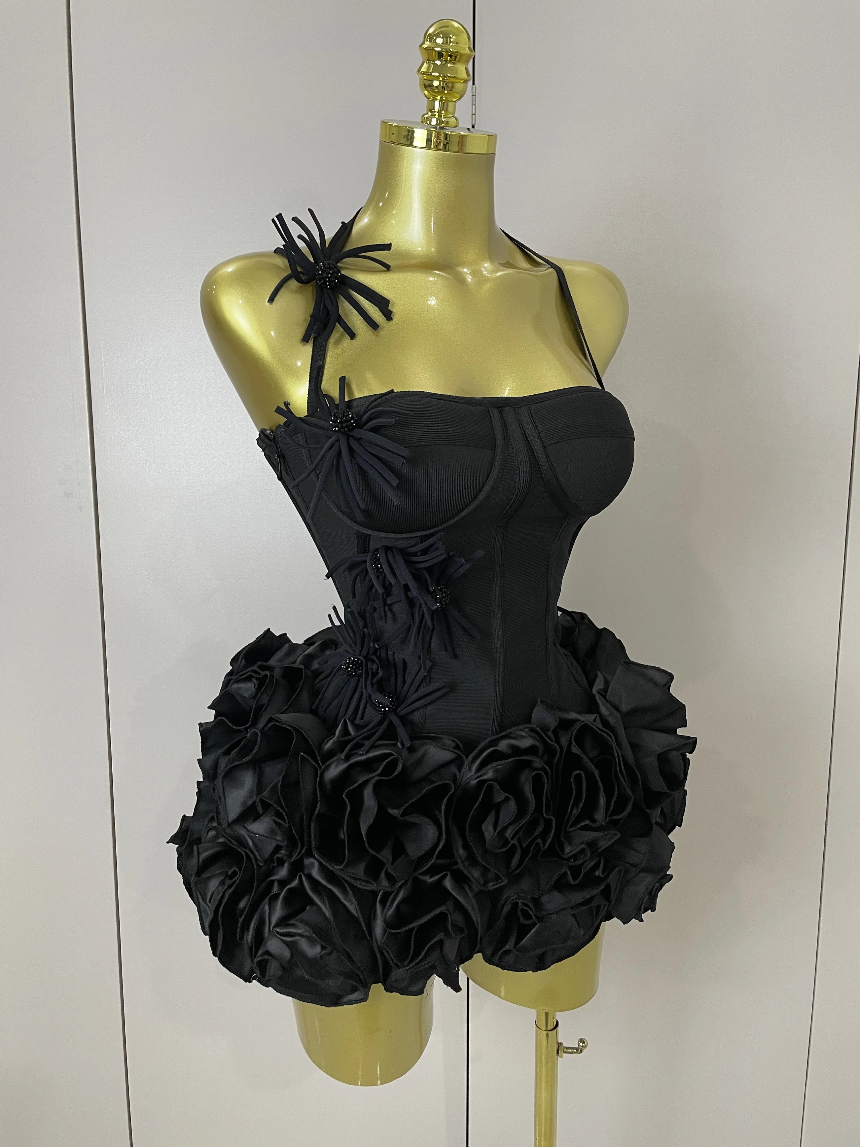 Sexy Halter Prom Gown Celebrity Club Two Piece Set Cocktail Elegant Women Fashion Luxury Birthday Party Red Black Bandage Outfit