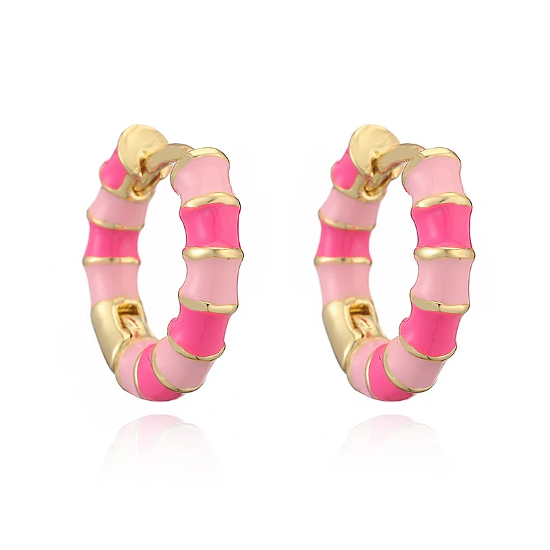 HECHENG, 15MM Enamel Dripping Oil Craft Sweet and Colorful Earrings Ethnic Style Personalized Women's Jewelry 1 Pair