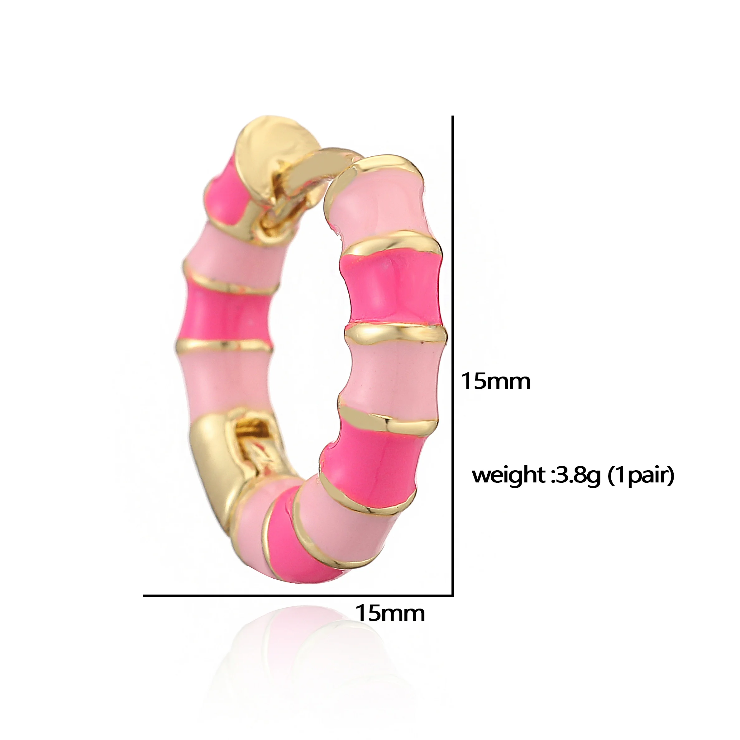 HECHENG, 15MM Enamel Dripping Oil Craft Sweet and Colorful Earrings Ethnic Style Personalized Women's Jewelry 1 Pair