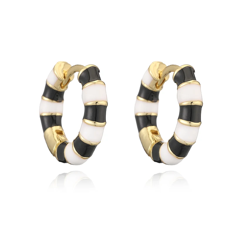 HECHENG, 15MM Enamel Dripping Oil Craft Sweet and Colorful Earrings Ethnic Style Personalized Women's Jewelry 1 Pair