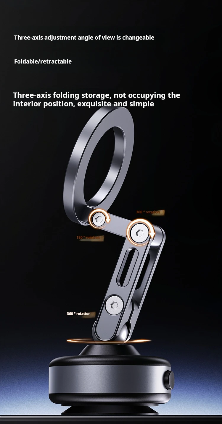 Magnetic Vacuum Adsorption Car Mount Mobile Phone Holder Foldable 360 Degree Rotation Aluminum Alloy Suitable for Smartphones