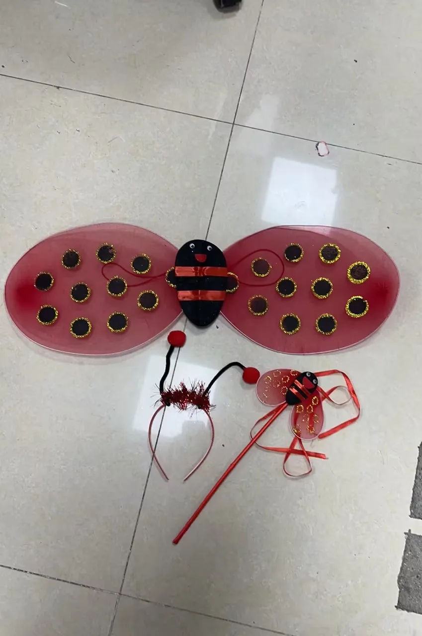 Women Halloween Ladybug Cosplay Costume Beetle Wings Bee Fairy Role Play Costume Dress Headband Leg Warmer 4pcs Outfits