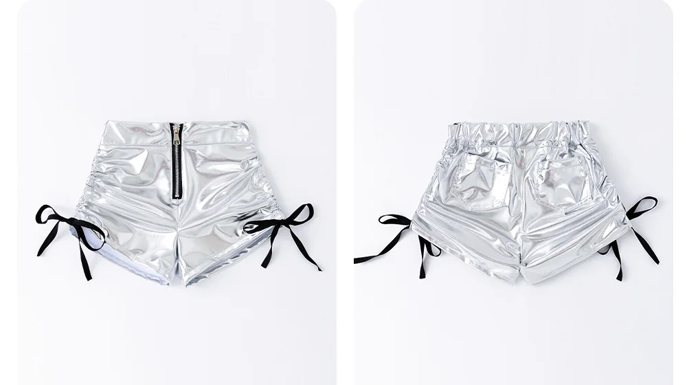 Hip Hop Girls Sweet Shiny Crop Top Silver Cargo Pants Kids K-pop Jazz Dance Clothes Sets Children Streetwear Girl Group Costumes